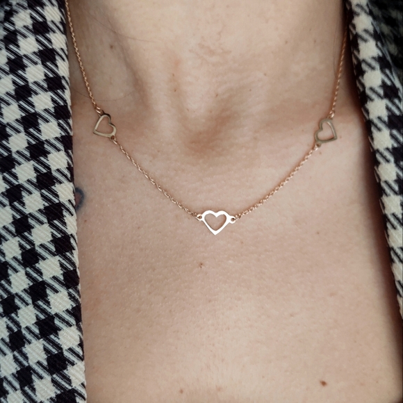 Vintage Jewelry - 10k Gold Vintage 16" Open Heart Rope Chain Necklace